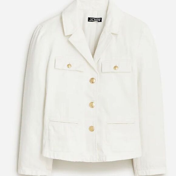 J.Crew Denim blazer-jacket in white NWT Size 0 - Picture 1 of 11